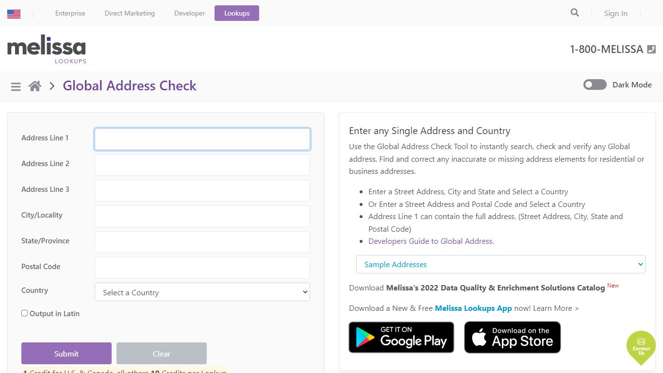 Global Address Check Tool | Melissa Lookups